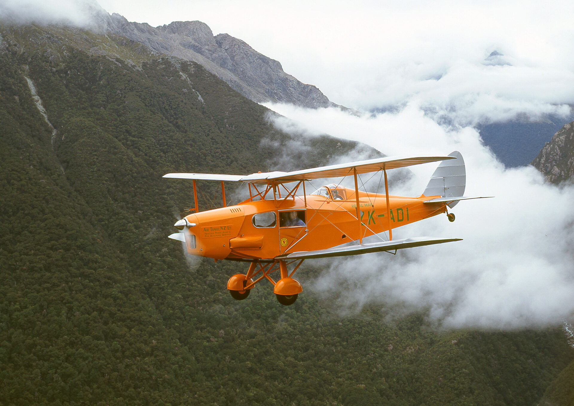 New Zealand’s first airliner; de Havilland DH83 Fox Moth ZK-ADI, used by Captain Bert Mercer on 18 December 1934 to pioneer New Zealand’s first licensed scheduled air service.